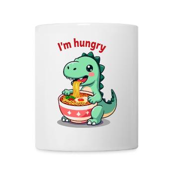 Dinosaurier essen Ramen Cartoon Design - Tasse - Weiß - Vorne