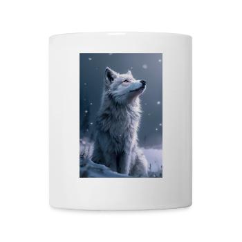 Poster Illustration de Loup Blanc - Mug blanc - blanc - Devant