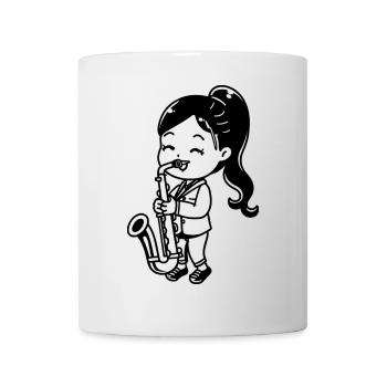 Dessin animé Saxophone Girl - Mug blanc - blanc - Devant