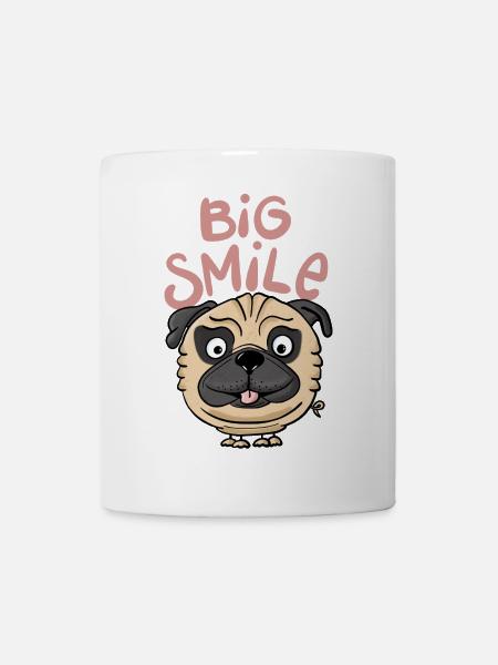 Mops Big Smile - Tasse - Weiß