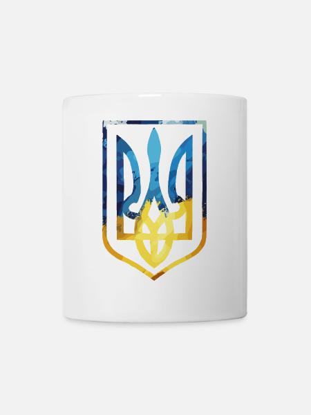 Ukraine Wappen ukrainisch Trysub Flagge Geschenk - Mugg - vit
