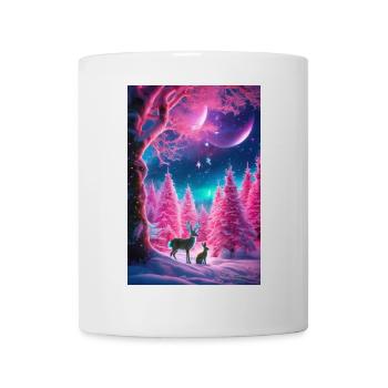 Neon-Winterhirsch-Traum - Tasse - Weiß - Vorne