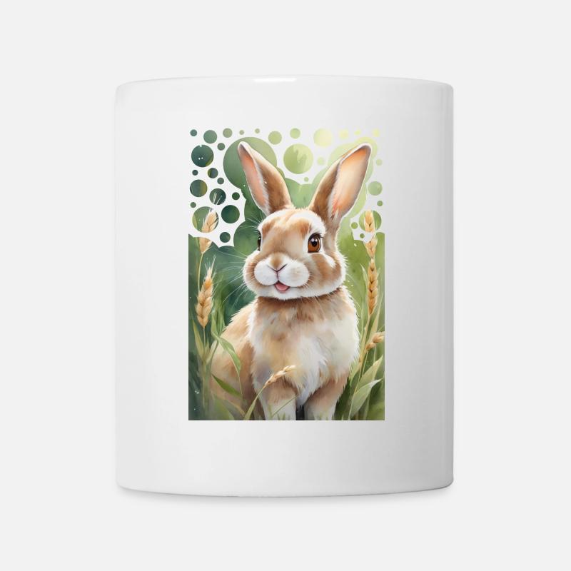 Kuschelhase auf der Wiese moderner Stil Malerei - Tasse - Weiß