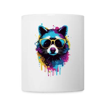 Colorful raccoon with sunglasses - Mug - white - Front