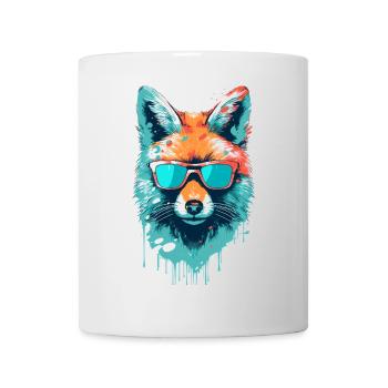 Colorful fox with sunglasses - Mug - white - Front