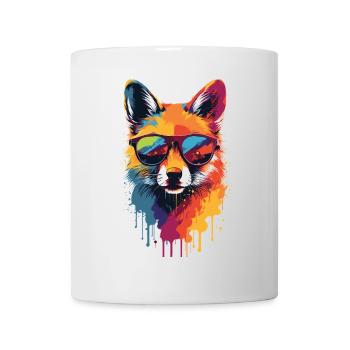 Colorful fox with sunglasses - Mug - white - Front