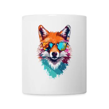 Colorful fox with sunglasses - Mug - white - Front