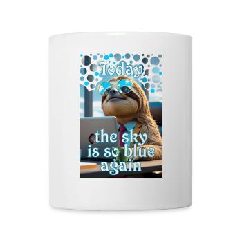 Sloth in office with glasses dreaming into the blue - Mug - white - Front