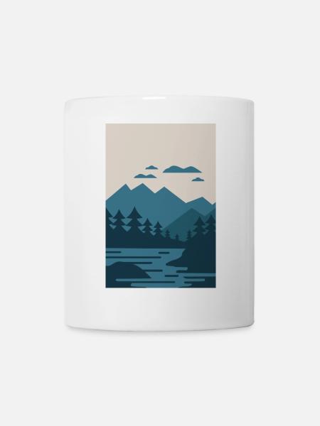 Paysage vintage avec lac et montagnes - Mug blanc - blanc