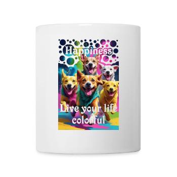 Un gang de chiens heureux aime la vie colorée Holi - Mug blanc - blanc - Devant