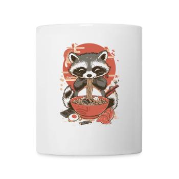 Un raton laveur mange des ramen - Mug blanc - blanc - Devant