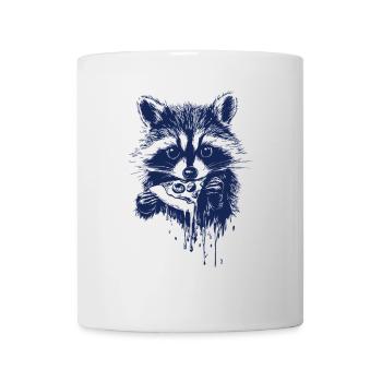 Cute raccoon eating pizza - Mug - white - Front