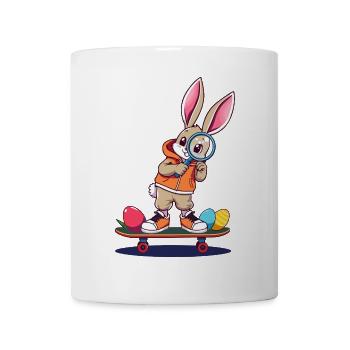 Lapin sur planche à roulettes - Mug blanc - blanc - Devant