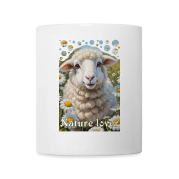 Amoureux de la nature câlin mouton fleur prairie - Mug blanc - blanc - Devant