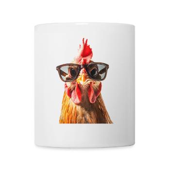 Stilvolles Huhn mit Sonnenbrille - Tasse - Weiß - Vorne