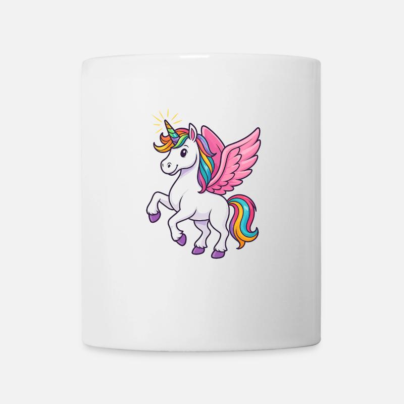 Majestätisches Einhorn mit Regenbogenmähne und pin - Tasse - Weiß