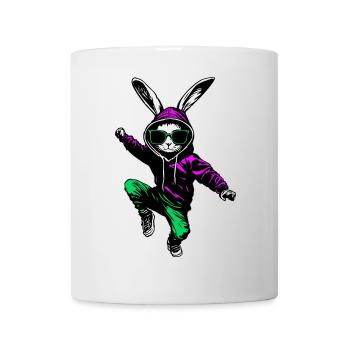 Cooler Hase Osterhase im Jogger mit Sonnenbrille - Tasse - Weiß - Vorne