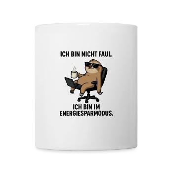 Faultier Lounge mit Kaffee Laptop - Tasse - Weiß - Vorne