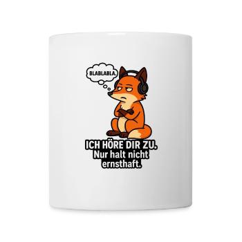 Fuchs mit Kopfhörer – Ich höre zu - Tasse - Weiß - Vorne