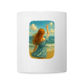 Fille rousse au bord de la mer - Mug blanc - blanc - Devant