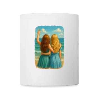 Copines au bord de la mer Design - Mug blanc - blanc - Devant
