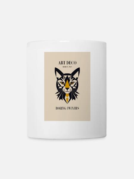 Art Deco Katze - Tasse - Weiß