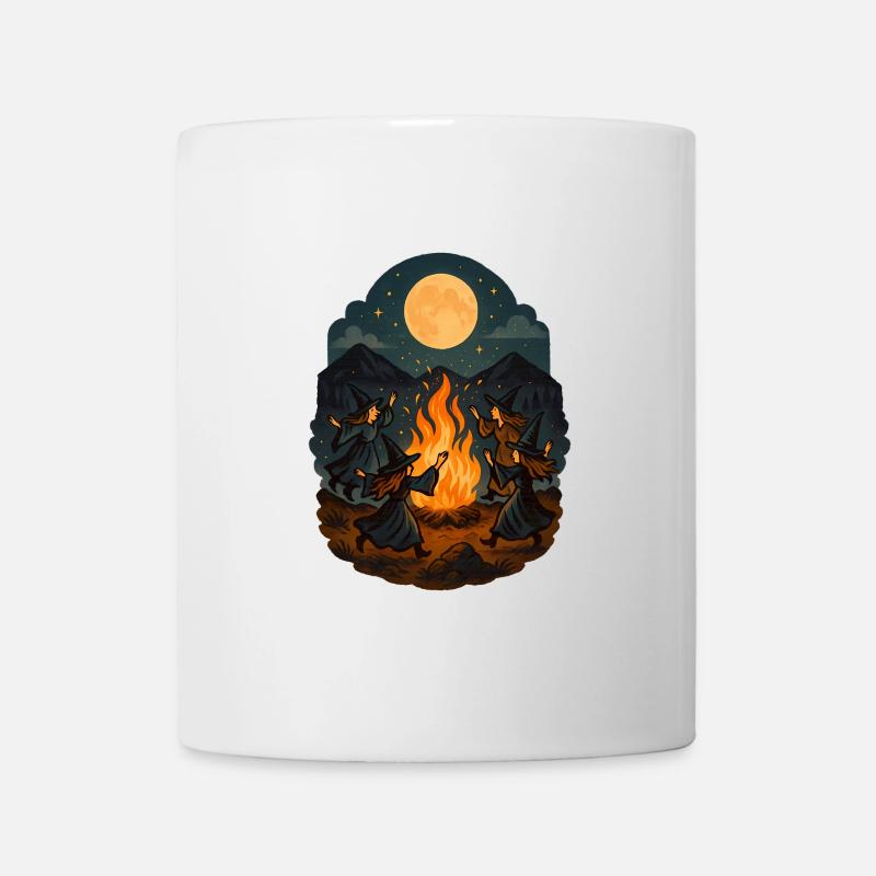 Danse des sorcières à la pleine lune – Rituel du feu magique - Mug blanc - blanc