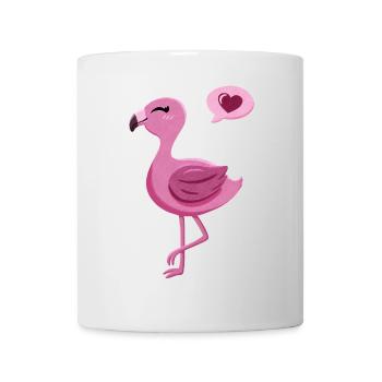 Cute flamingo with heart - Mug - white - Front