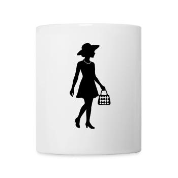 Elegant woman silhouette with hat & handbag - Mug - white - Front