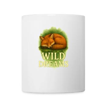 Wild Dreams – Schlafender Fuchs Aquarell Motiv - Tasse - Weiß - Vorne