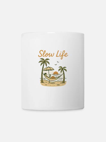 Slow Life Hammock at sunset - Mug - white
