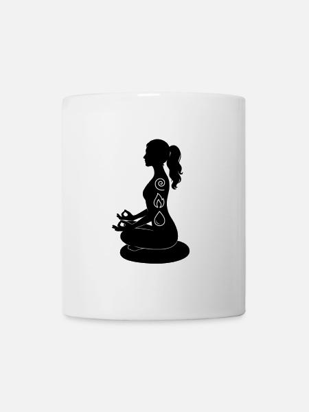 Elemente-Meditation – Feuer Wasser Luft Erde Yoga - Tasse - Weiß