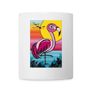 Flamingo im Sonnenuntergang - Tasse - Weiß - Vorne