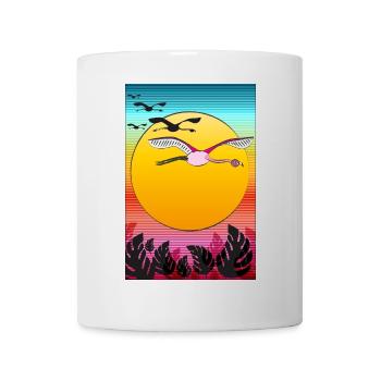 Fliegende Flamingos im Sonnenuntergang - Tasse - Weiß - Vorne