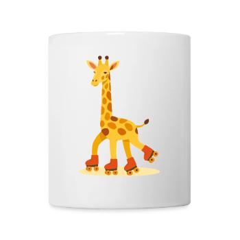 Rollende Giraffe – Spaß auf vier Rädern - Tasse - Weiß - Vorne