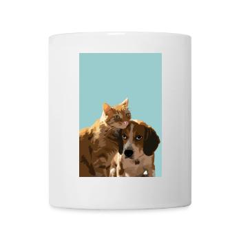 Amitié entre chats et chiens - Mug blanc - blanc - Devant