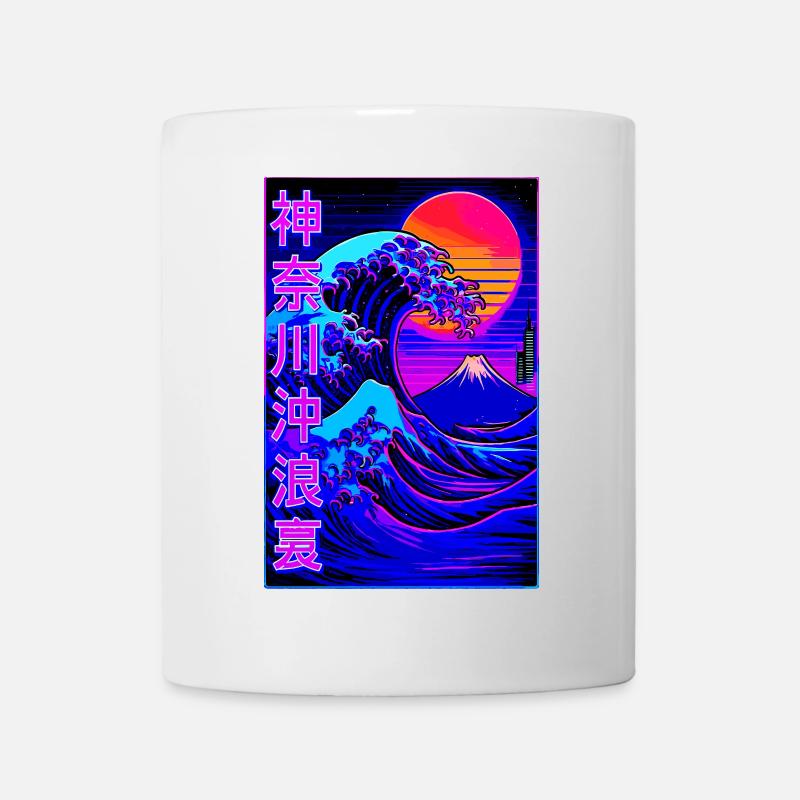 Big Wave Kanagawa Neon Style - Vaporwave - Mug blanc - blanc
