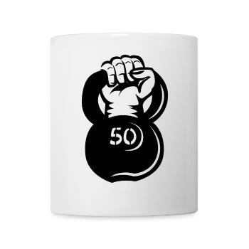 kettlebell lift for strongman - weight training logo - Mug - white - Front