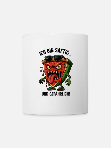 Saftige Pizza mit Sonnenbrille - Tasse - Weiß