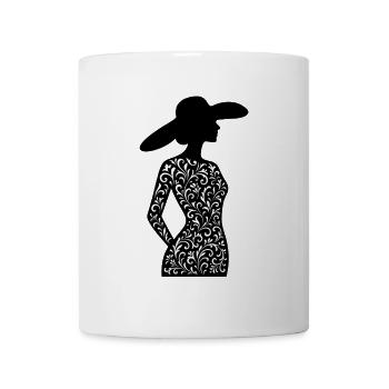 Elegant woman silhouette with ornamental dress - Mug - white - Front