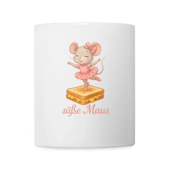Cute ballerina mouse on cheese sandwich - Mug - white - Front