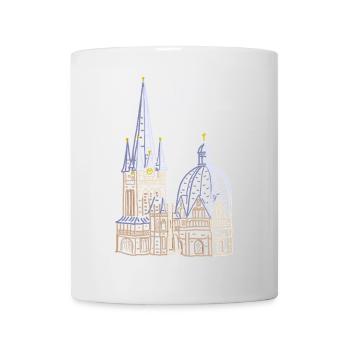Aachener Dom, Französisch, Handzeichnung - Tasse - Weiß - Vorne
