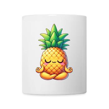 Süße Ananas Yoga Meditation Entspannung Cartoon - Tasse - Weiß - Vorne