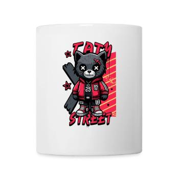 Tatty Street Katze Hoodie - Tasse - Weiß - Vorne