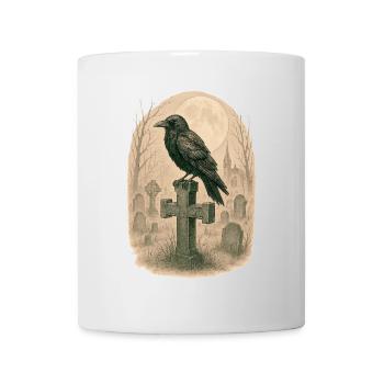 Moonlit Graveyard Raven Illustration - Mug - white - Front
