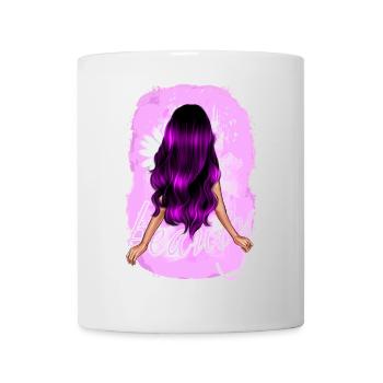 Beauté aux longs cheveux violets - Mug blanc - blanc - Devant