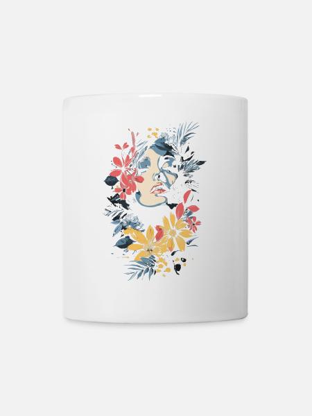 Frauenkopf Blumen Weltfrauentag Kreativ Abstrakte - Tasse - Weiß