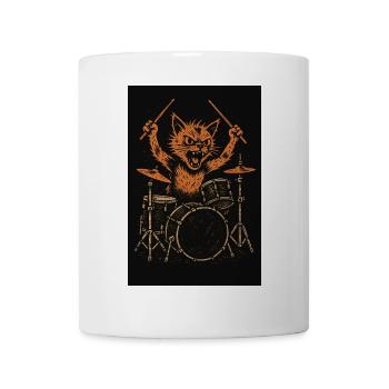 Katzen-Drummer auf Schlagzeug - Tasse - Weiß - Vorne