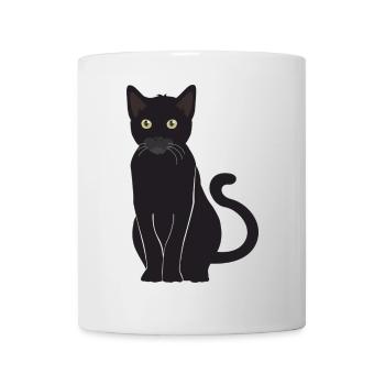 Schwarze Katze Glücksbringer wachsamer Blick - Tasse - Weiß - Vorne