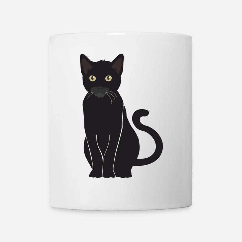 Schwarze Katze Glücksbringer wachsamer Blick - Tasse - Weiß